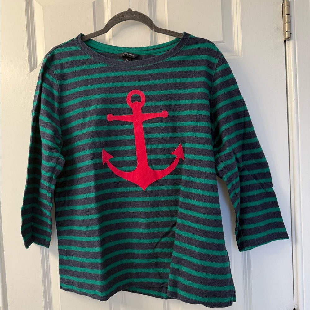 Land’s End Nautical Striped French Terry Top